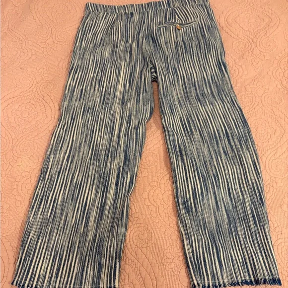 100% Cotton Free People Navy and Cream Striped Pants - Picture 4 of 10
